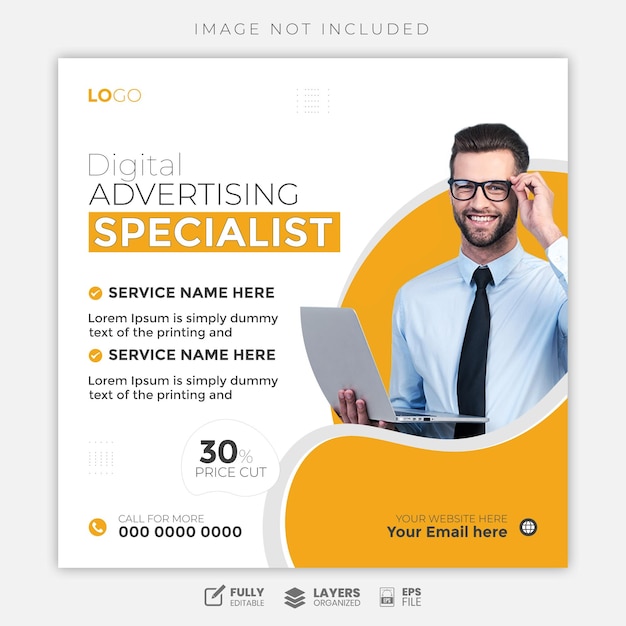 vector business social media post design for digital marketing agency