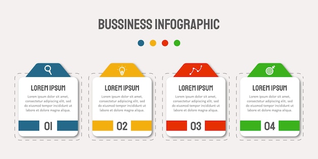 Vector bussiness infographic design with icons and 4 options or steps Used for presentations