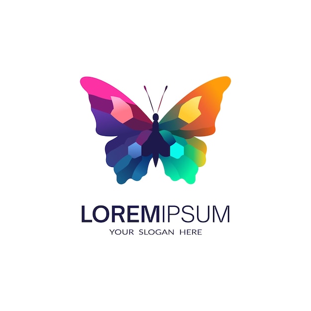 Vector butterfly gradient logo template