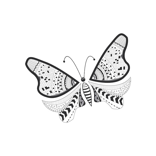 vector Butterfly II Mandala in cartoon style