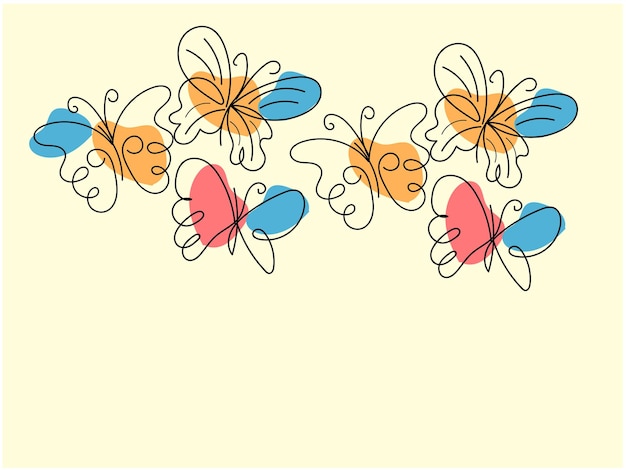 vector butterfly outline with linear flat details collection