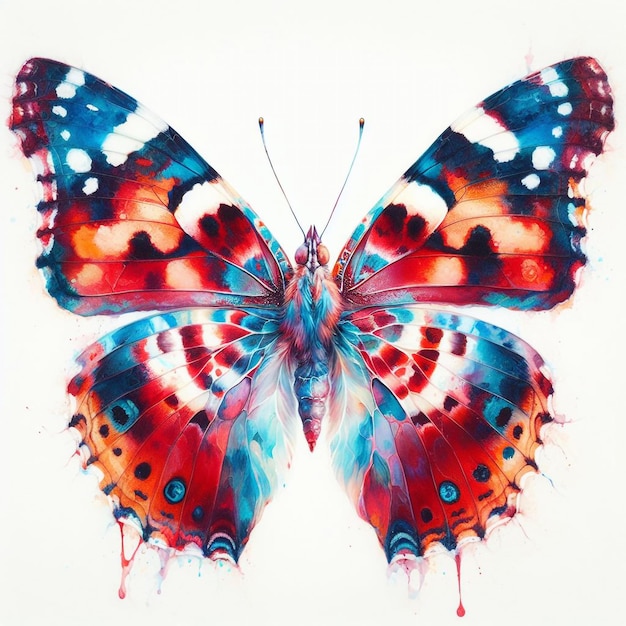 Vector butterfly with colorful paint white background