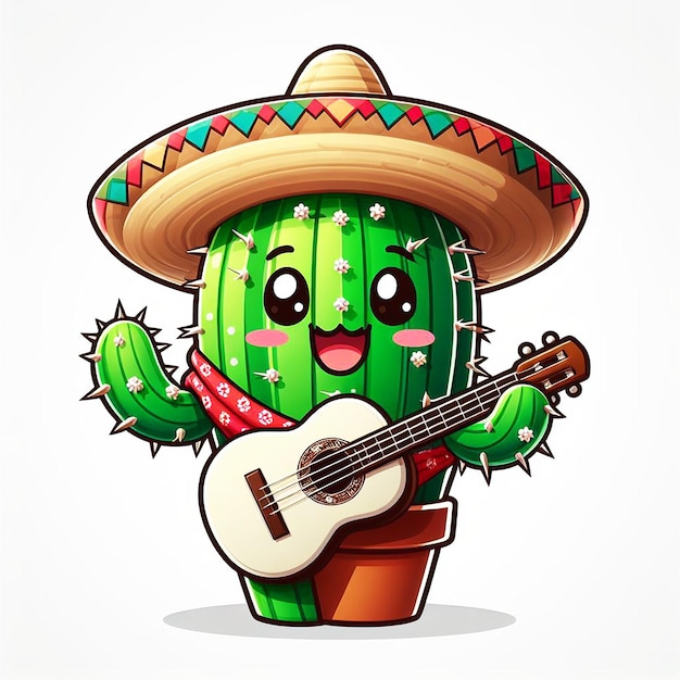 Vector vector a cactus with sombrero and sombrero on it