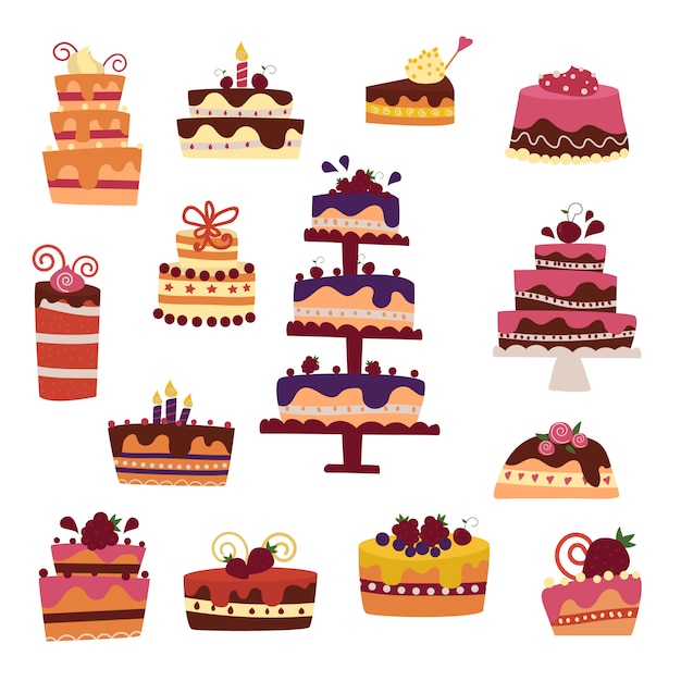 Vector cake collection isolated