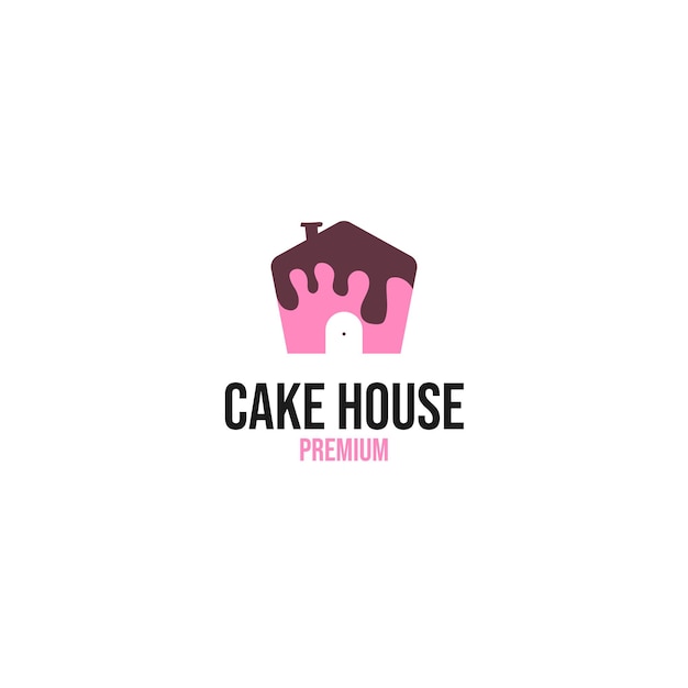 Vector cake house logo design concept template illustration idea