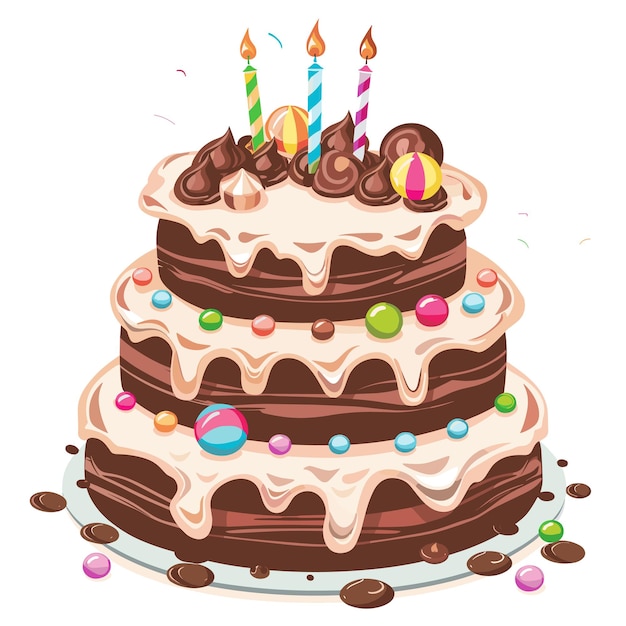 vector cake with candles on white background Generative AI