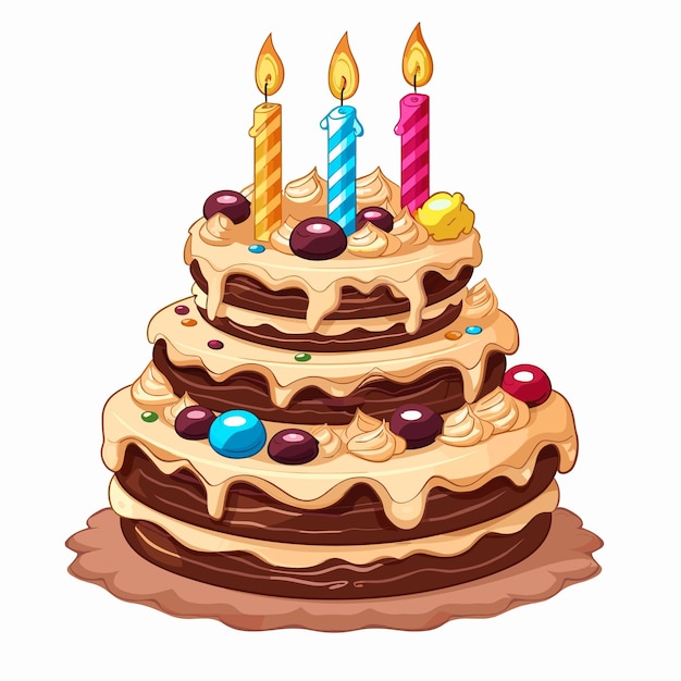 vector cake with candles on white background Generative AI