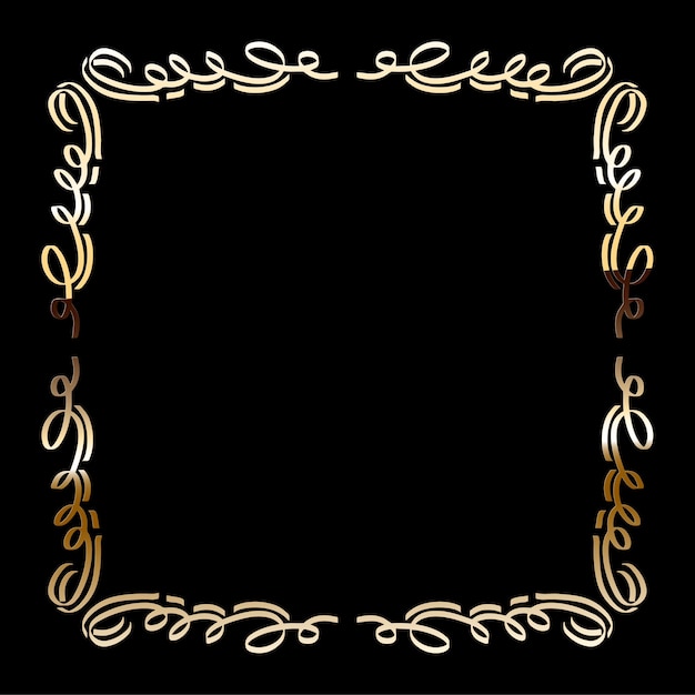 Vector Calligraphic Golden Frame. Vintage Luxury Hand Drawn Design Element.