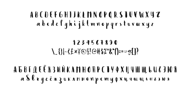 Vector Calligraphy Alphabet Russian and Latin