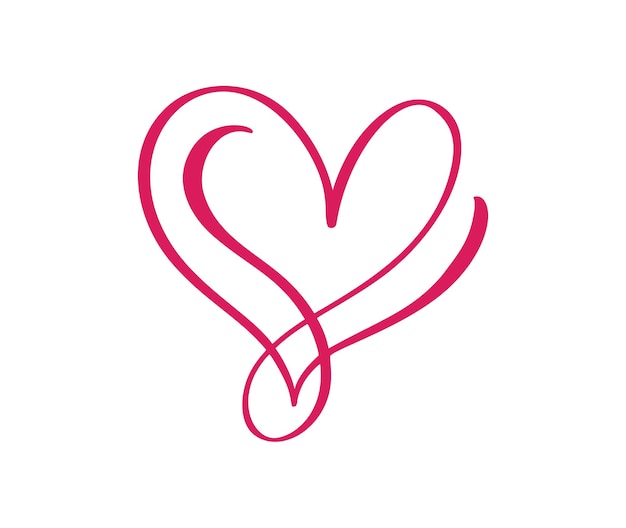 Vector calligraphy heart love sign one line Romantic valentine day symbol linked passion and wedding