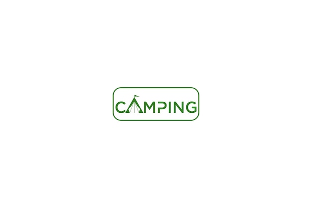 vector camping emblem. outdoor activity symbol with grunge texture on mountain landscape background