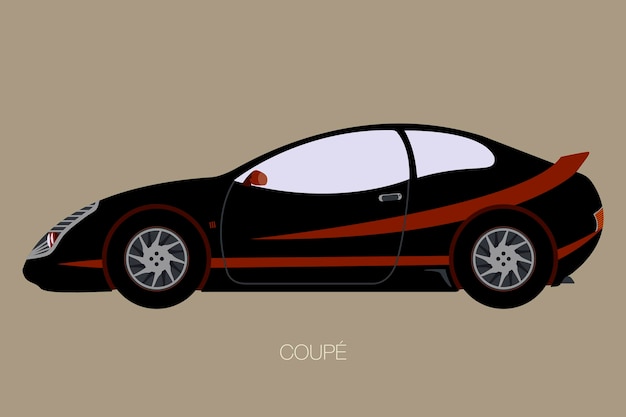 Vector car fully editable flat design style side view of car