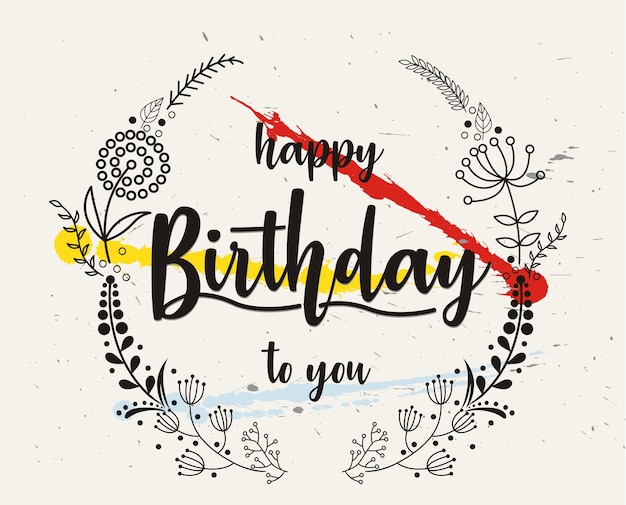 Vector vector card with hand written text happy birthday