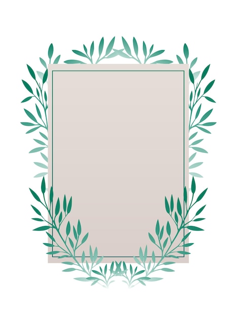 Vector card with place for your textThe letter of thanks Invitation with green plants