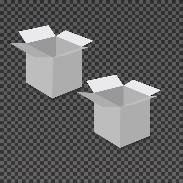 Vector cardboard boxes on transparent background