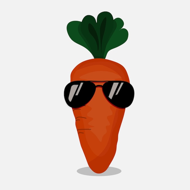 vector of a carrot character wearing a black color sunglass vector illustration