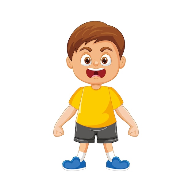 Vector cartoon angry little boy expression