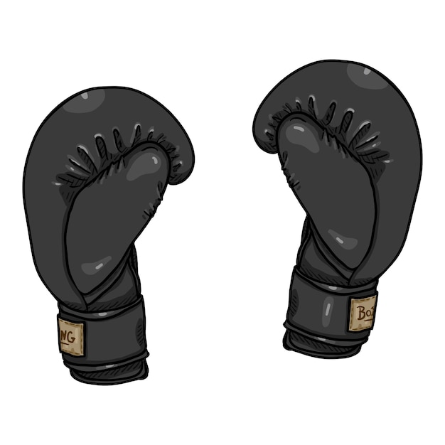 Vector Cartoon Black Boxing Gloves