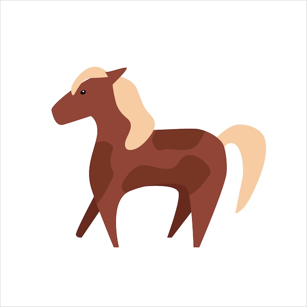 Vector cartoon brown horse Farm concept