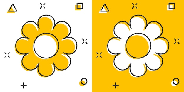 Vector cartoon chamomile flower icon in comic style Daisy concept illustration pictogram Camomile business splash effect concept