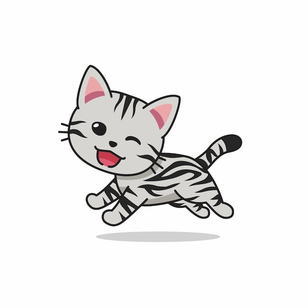 Vector cartoon character american shorthair cat running