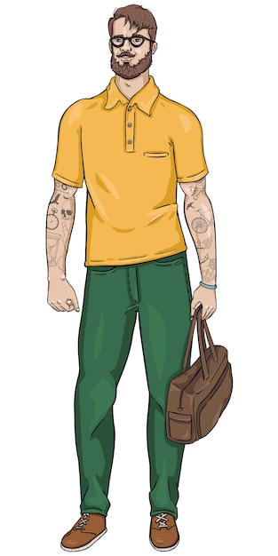 Vector cartoon character hipster