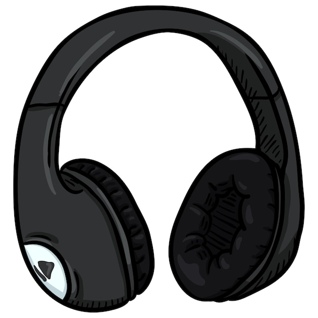 Vector Cartoon Circumaural Headphones on White Background