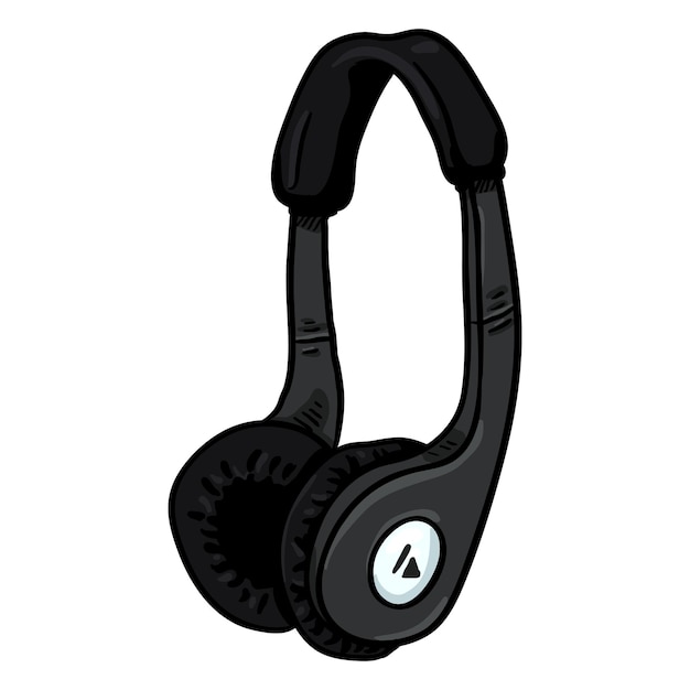 Vector Cartoon Circumaural Headphones on White Background