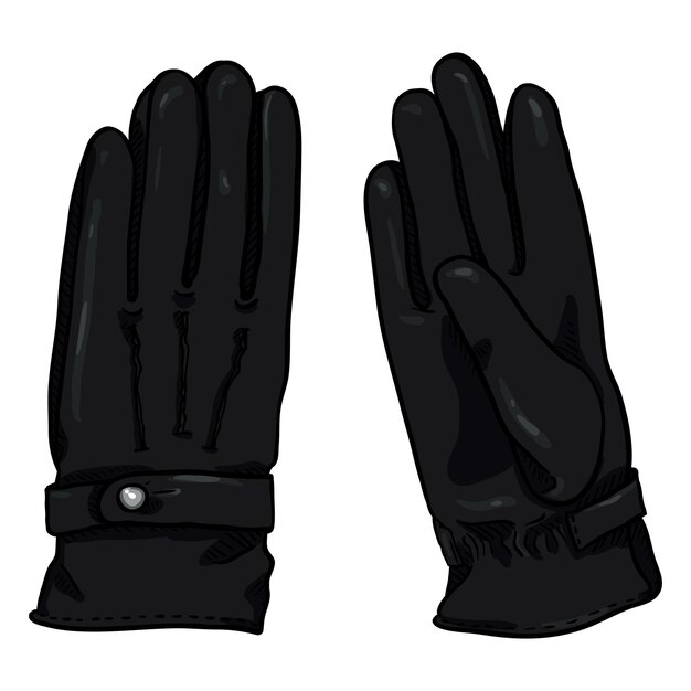 Vector vector cartoon color illustration black leather gloves