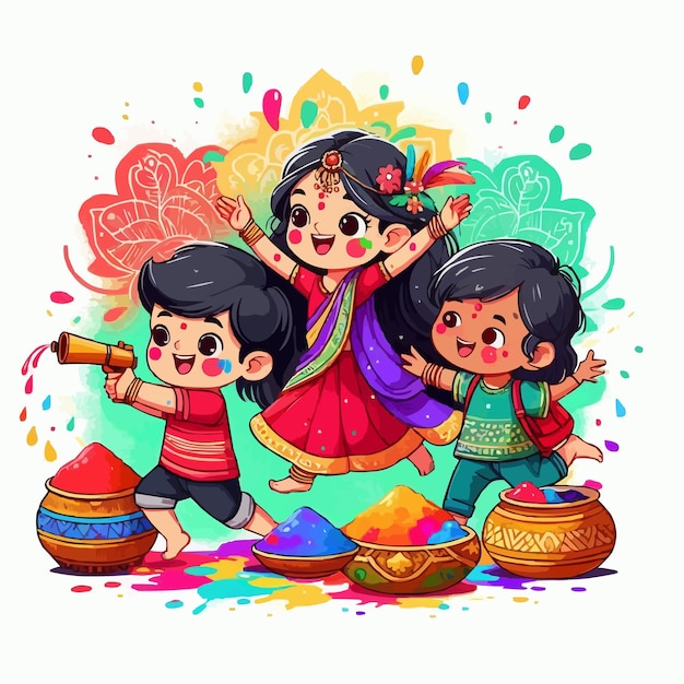 vector cartoon Colorful happy Holi festival background design