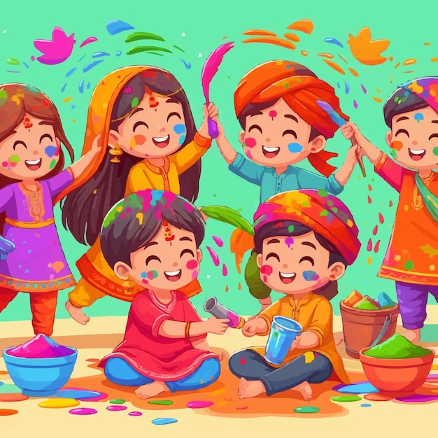 vector cartoon Colorful happy Holi festival background design