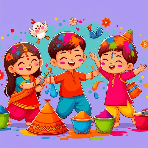 vector cartoon Colorful happy Holi festival background design