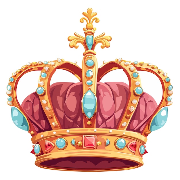 Vector cartoon crown isolated white background