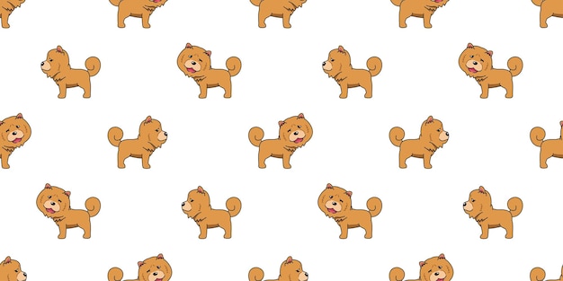 Vector cartoon cute chow chow dog seamless pattern background