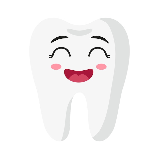 Vector cartoon cute laugh characters of tooth. Children's dental concept.