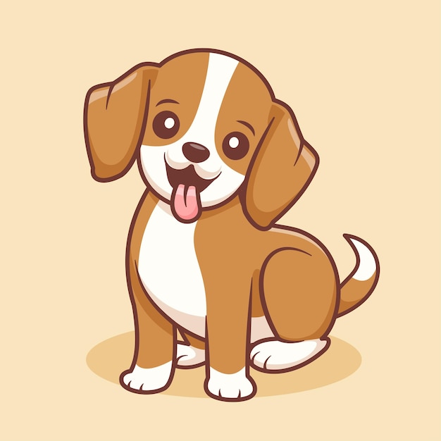 Vector cartoon cute sitting dog