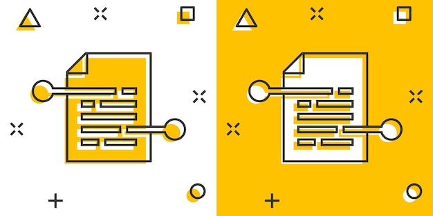 Vector cartoon document paper icon in comic style Terms sheet concept illustration pictogram Document analytics business splash effect concept