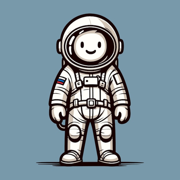 Vector cartoon drawing of Russian cosmonaut