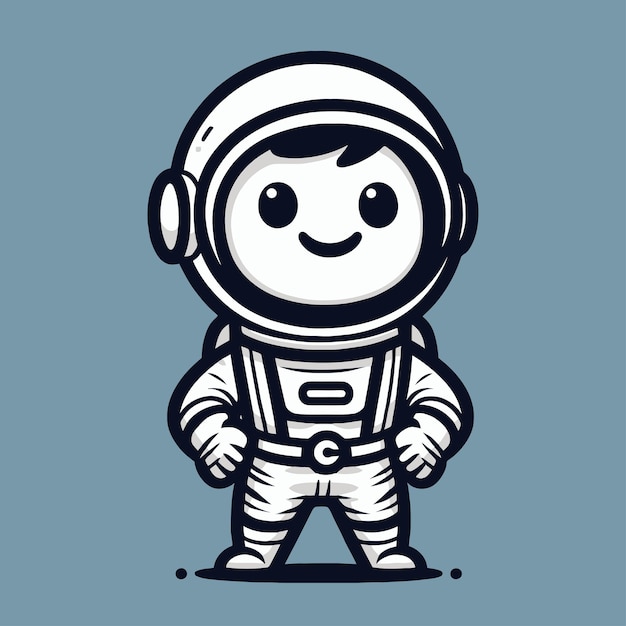 Vector cartoon drawing of Russian cosmonaut