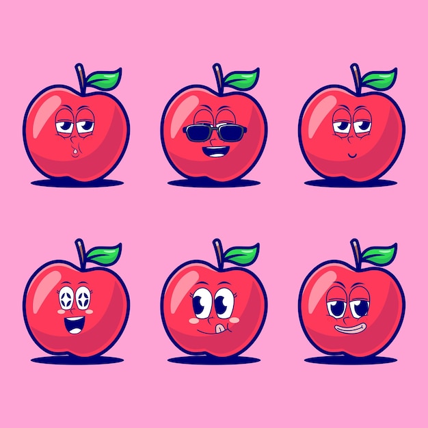 Vector vector cartoon emojis of apple