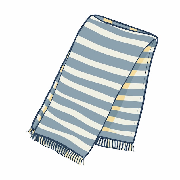 Vector vector cartoon folded striped scarf on a isolated white background 9