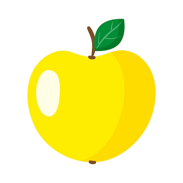 Vector cartoon fresh yellow apple fruit. Eco food shopping.