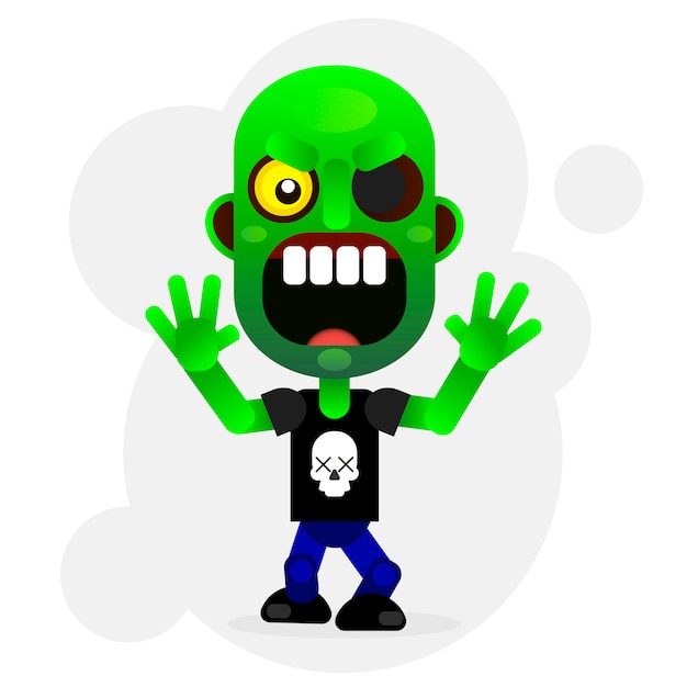 Vector cartoon funny green zombie