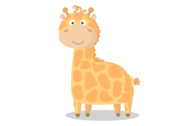 Vector cartoon giraffe African animal funny kind giraffe Funny cute hornnose Adorable little african animal for fashion print kids wear nursery poster invitation greeting card design