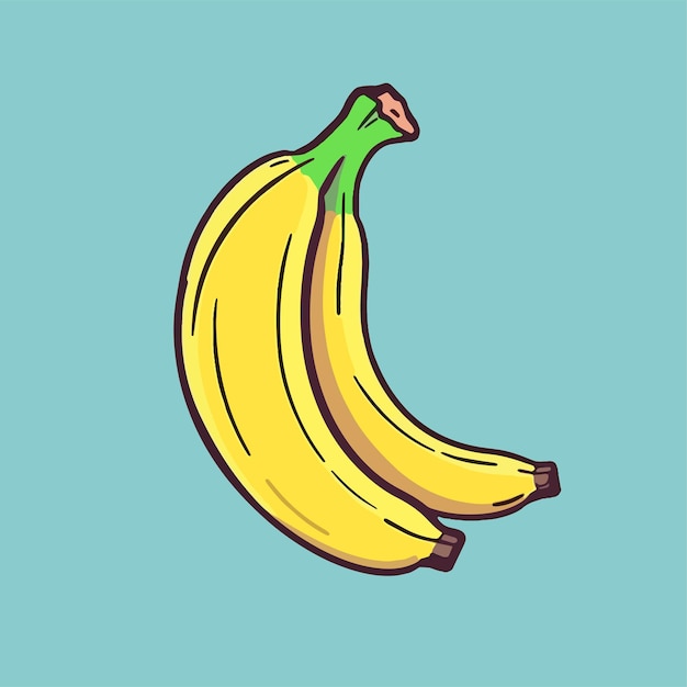 Vector cartoon icon illustration of bananas in a flat style for the sweet yellow fruit