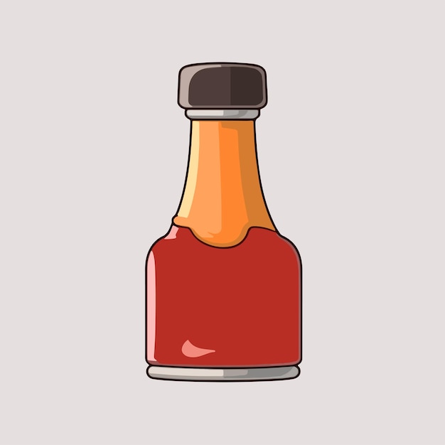 Vector cartoon icon illustration of a bottle of tomato chili sauce flat style for sweet and spicy