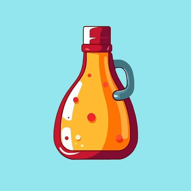 Vector cartoon icon illustration of a bottle of tomato chili sauce flat style for sweet and spicy