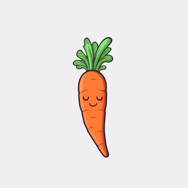 Vector cartoon icon illustration of a carrot with a flat style for fresh vegetables with vitamin A