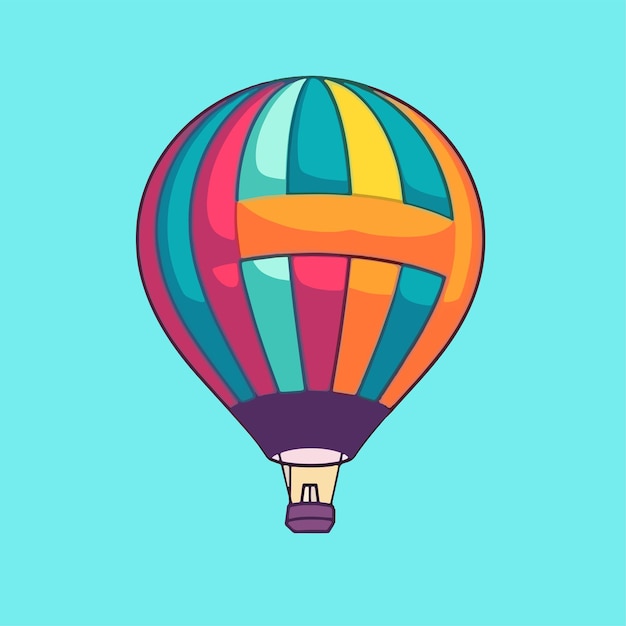 Vector cartoon icon illustration of a hot air balloon with a flat design for air transportation