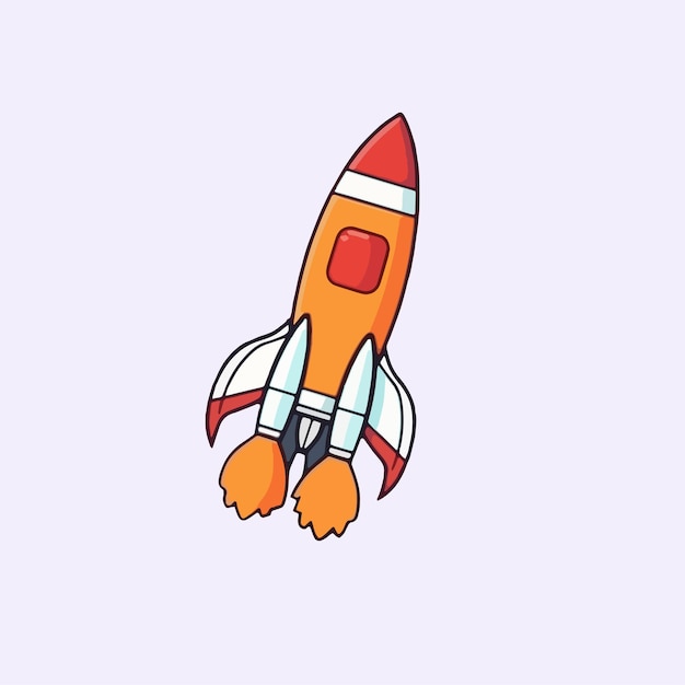 Vector cartoon icon illustration of a rocket advanced technology to reach other planets flat style